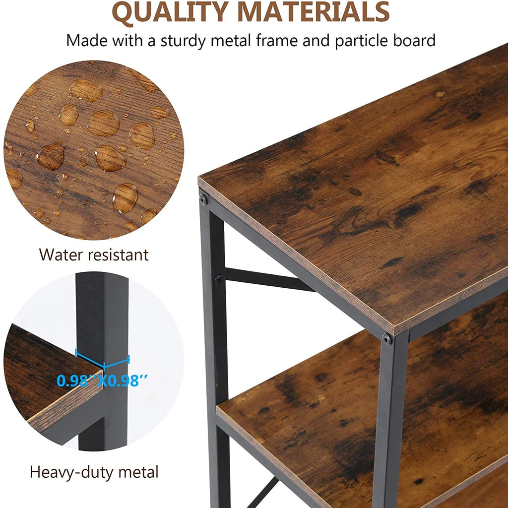 70.9" 3-Tier Industrial Console Sofa Table with Storage Shelves J36236
