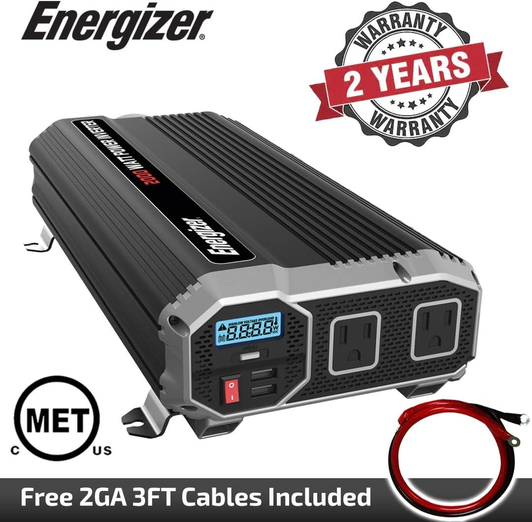 2000 Watts Power Inverter, 12v to 110v, Two AC Outlets, Two USB Ports X908