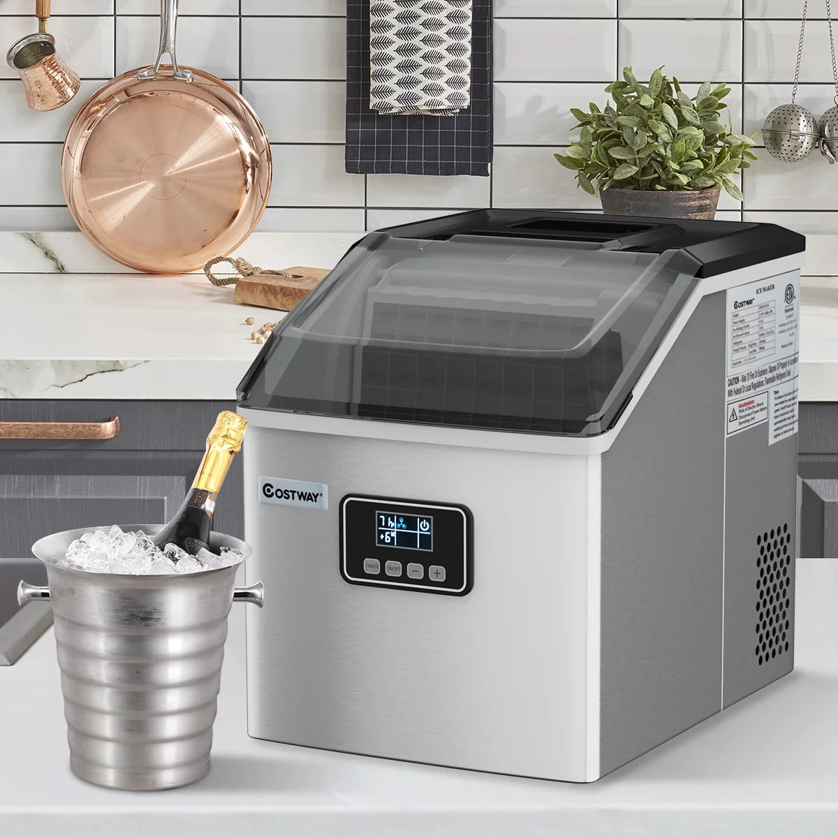 Stainless Steel Countertop Ice Maker Machine with LCD Display Z8935