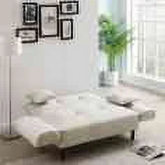 Beige Upholstered Sofa Bed with 2 Pillows R574