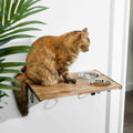 Wooden Wall Mounted Stainless Steel Cat Feeding Station with Bowl Y527870