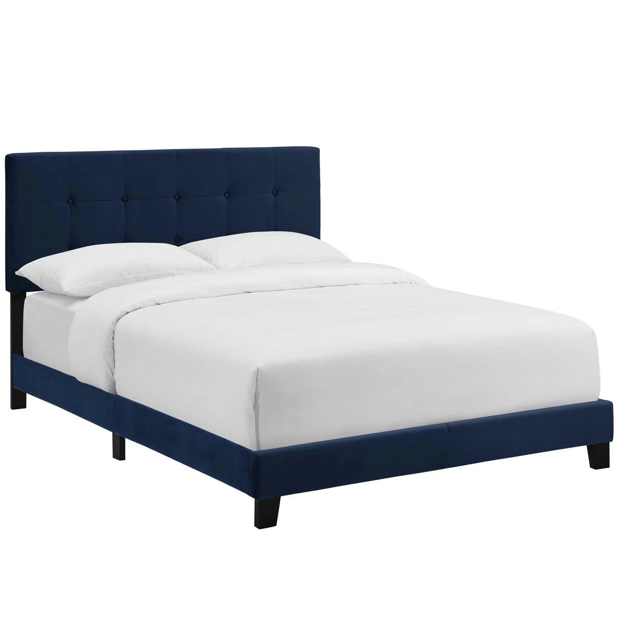 Twin Performance Velvet Bed in Midnight Blue Q6457