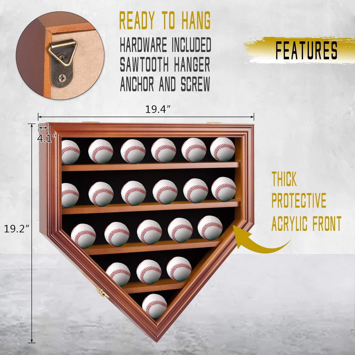 Baseball Display Case Cabinet Wall Rack C255