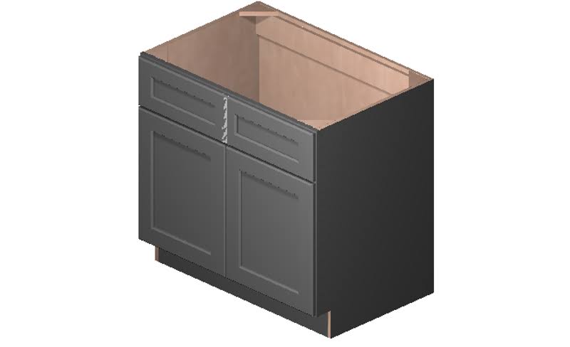 Grey 36x22 x 34.5x22 x 24x22 Sink 2 Doors 2 False Drawers Base Cabinet High-Density Fiberboard L153589
