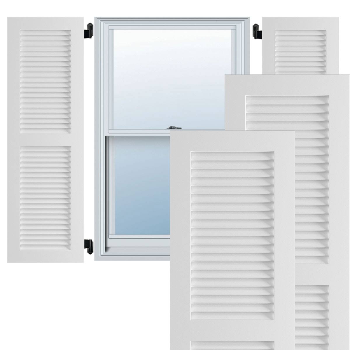 18x22W x 42x22H White Exterior Composite Louvered Shutters (Per Pair) W845143