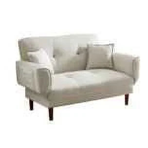 Beige Upholstered Sofa Bed with 2 Pillows R574
