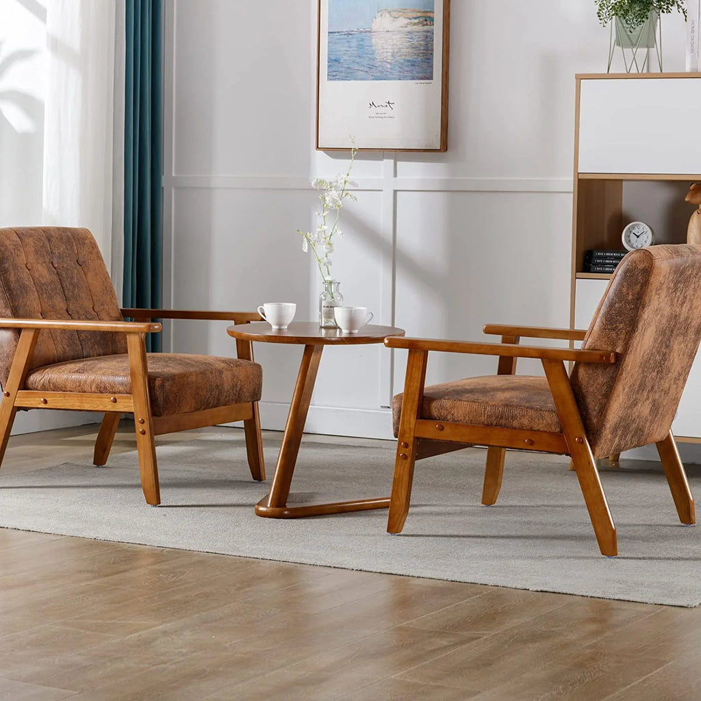 Set of 2 Accent Chairs with Arms and Side Table N26072