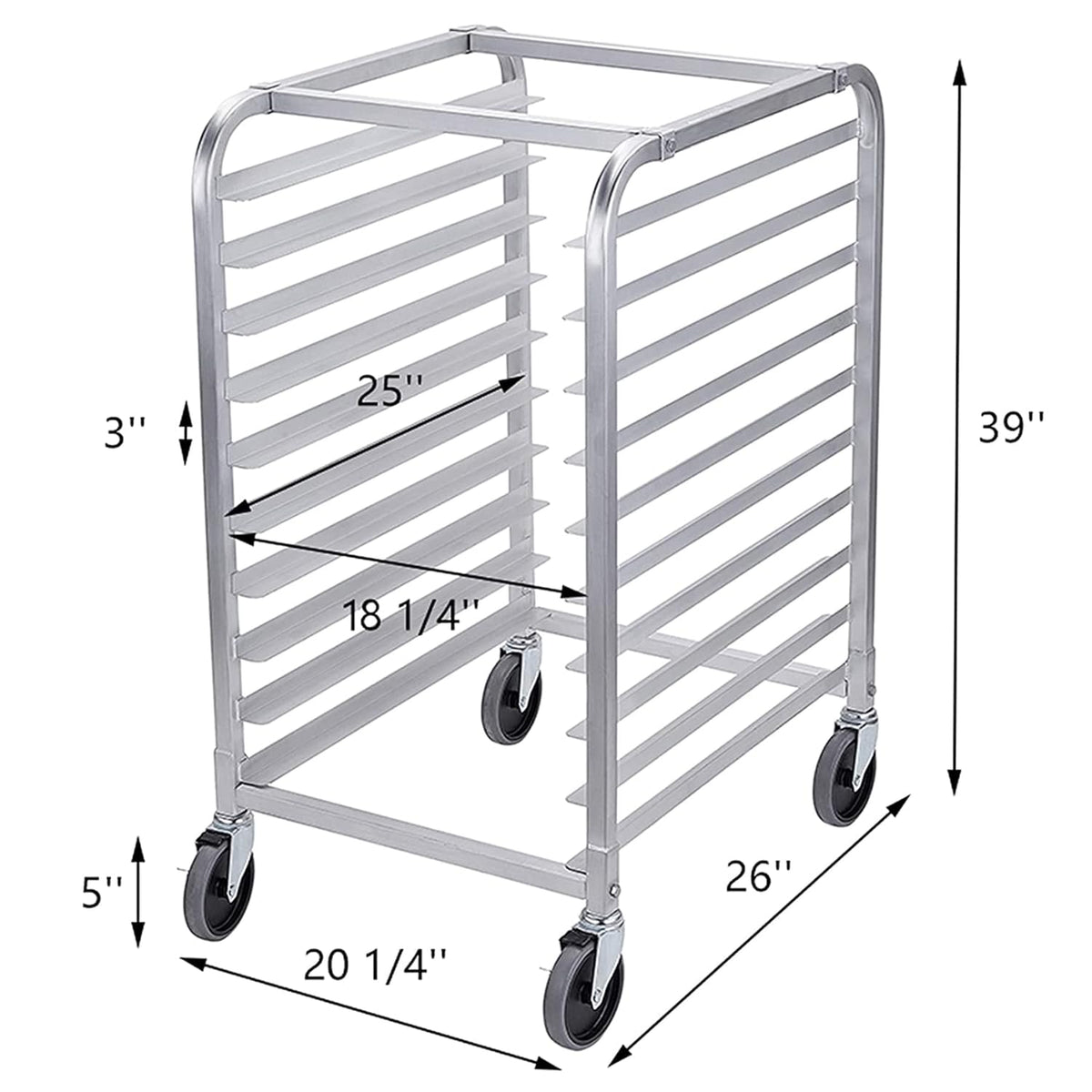 10 Tier Aluminum Bun Pan Rack with Wheels T80837