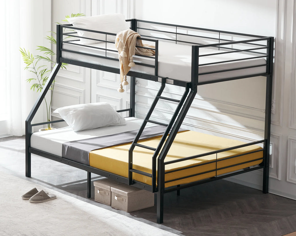 Twin over Full Metal Bunk Bed with Ladder and Guardrail R575938