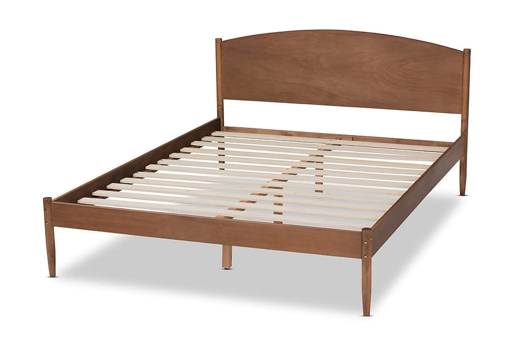 King Walnut Wood Platform Bed Y701578