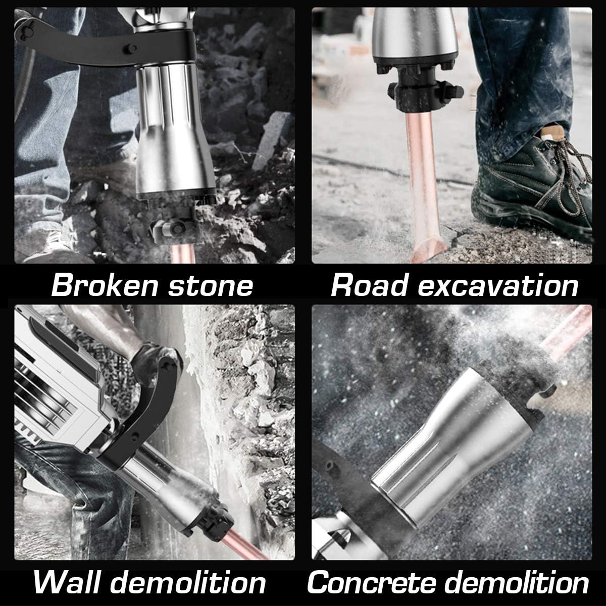 1700W 30-Pound SDS-Hex Jack Hammer with Carrying Case Flat Chisel Bull Point Chisel M509