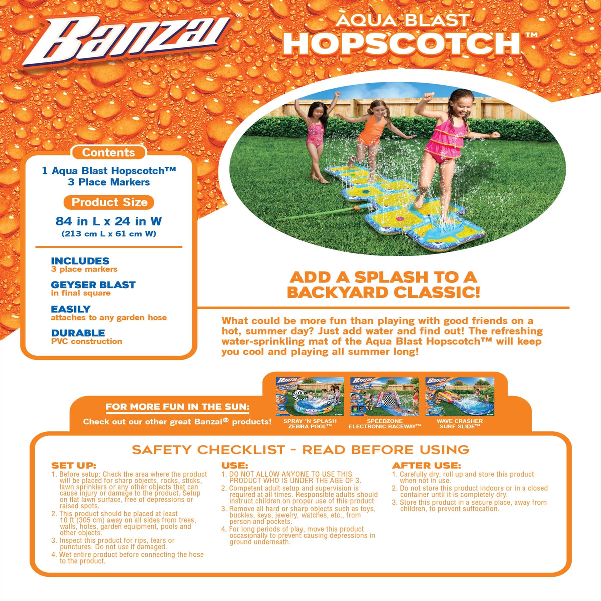 Hopscotch Sprinkler Game with No-Slip Surface U574