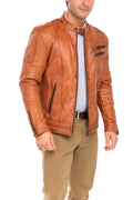Camel Sheepskin Leather Jacket Size M C9724