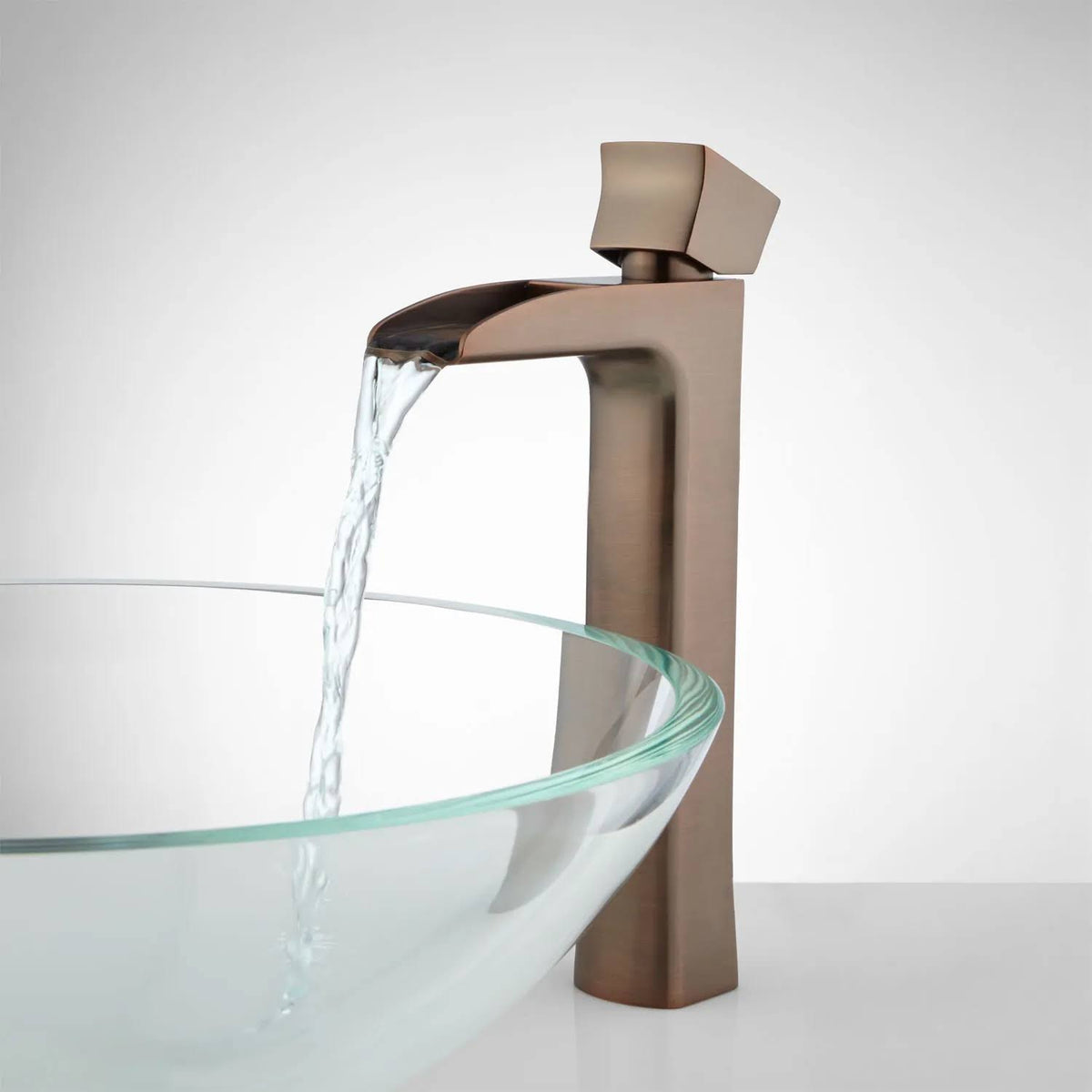 Brushed Nickel Single Hole Waterfall Vessel Bathroom Faucet with Pop-Up Drain Assembly T565