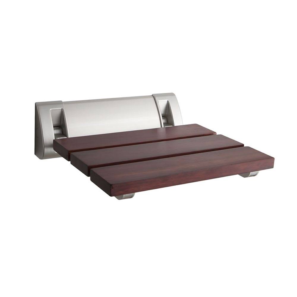 Sapele Folding Shower Seat with Chrome Hinges Solid Wood Wall Mount B233140