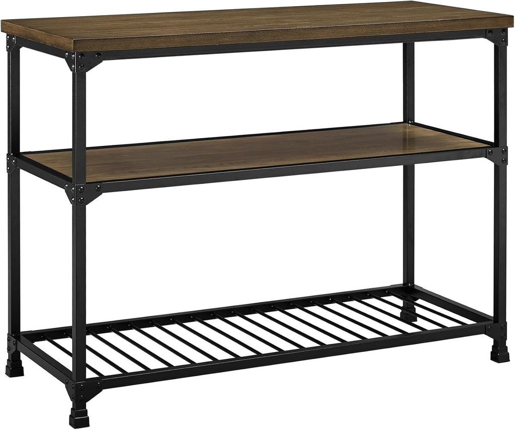 Rustic Antique Oak/Black Multifunction Island S26095