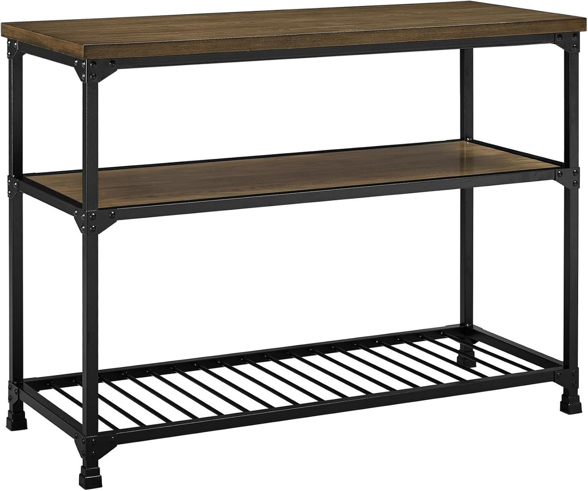 Rustic Antique Oak/Black Multifunction Island S26095