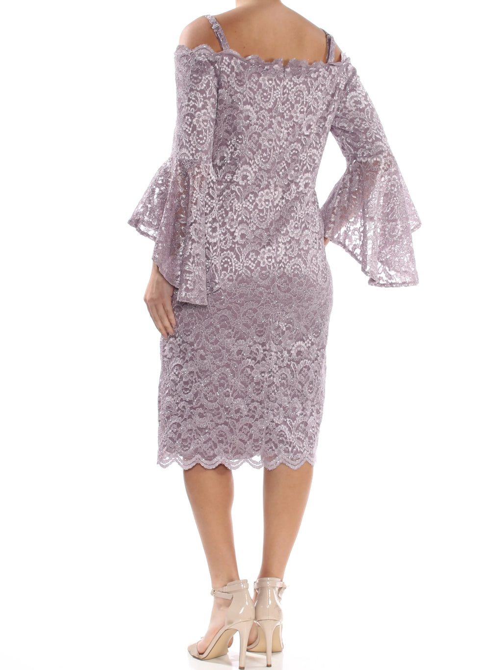 Purple Lace Bell Sleeve Shift Dress O3564