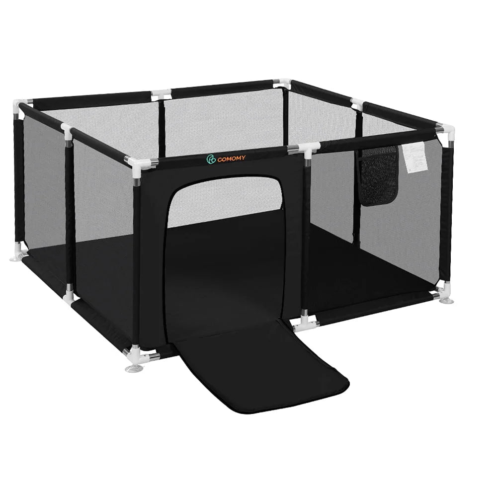 Portable 4-Panel Baby Playpen with Basketball Hoop A85494