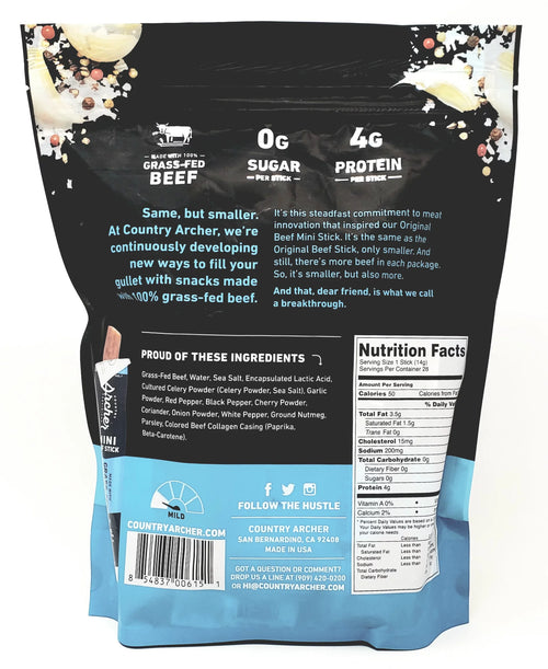 100% Grass-Fed Beef Sticks Minis Original 56 Individually Wrapped Sticks I87034