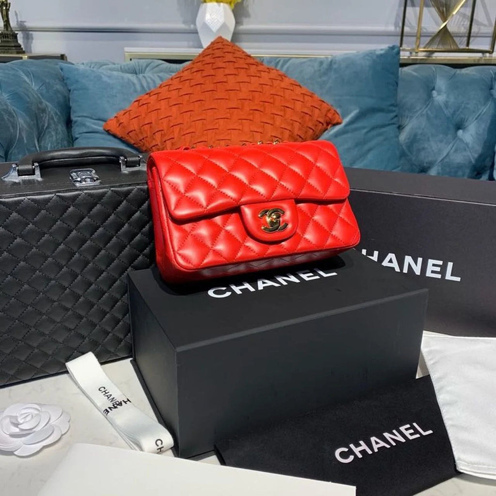 Red Mini Flap Shoulder and Crossbody Bag D822