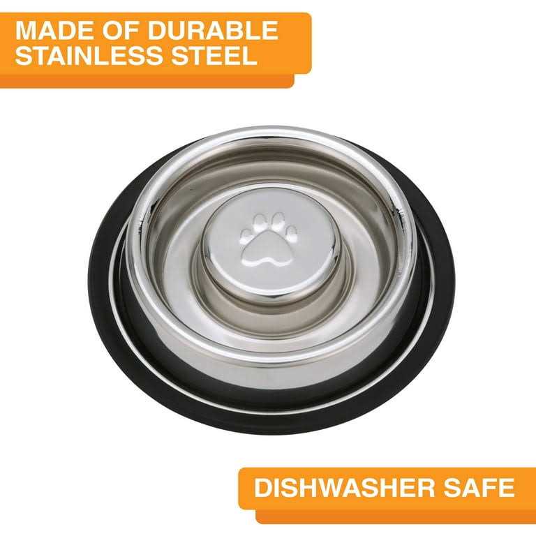 Stainless Steel Slow Feed Bowl Non-Tip & Non-Skid W6267