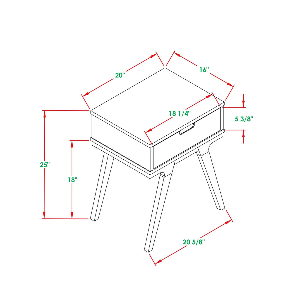 White/Caramel 1 Drawer Side Table Z9358