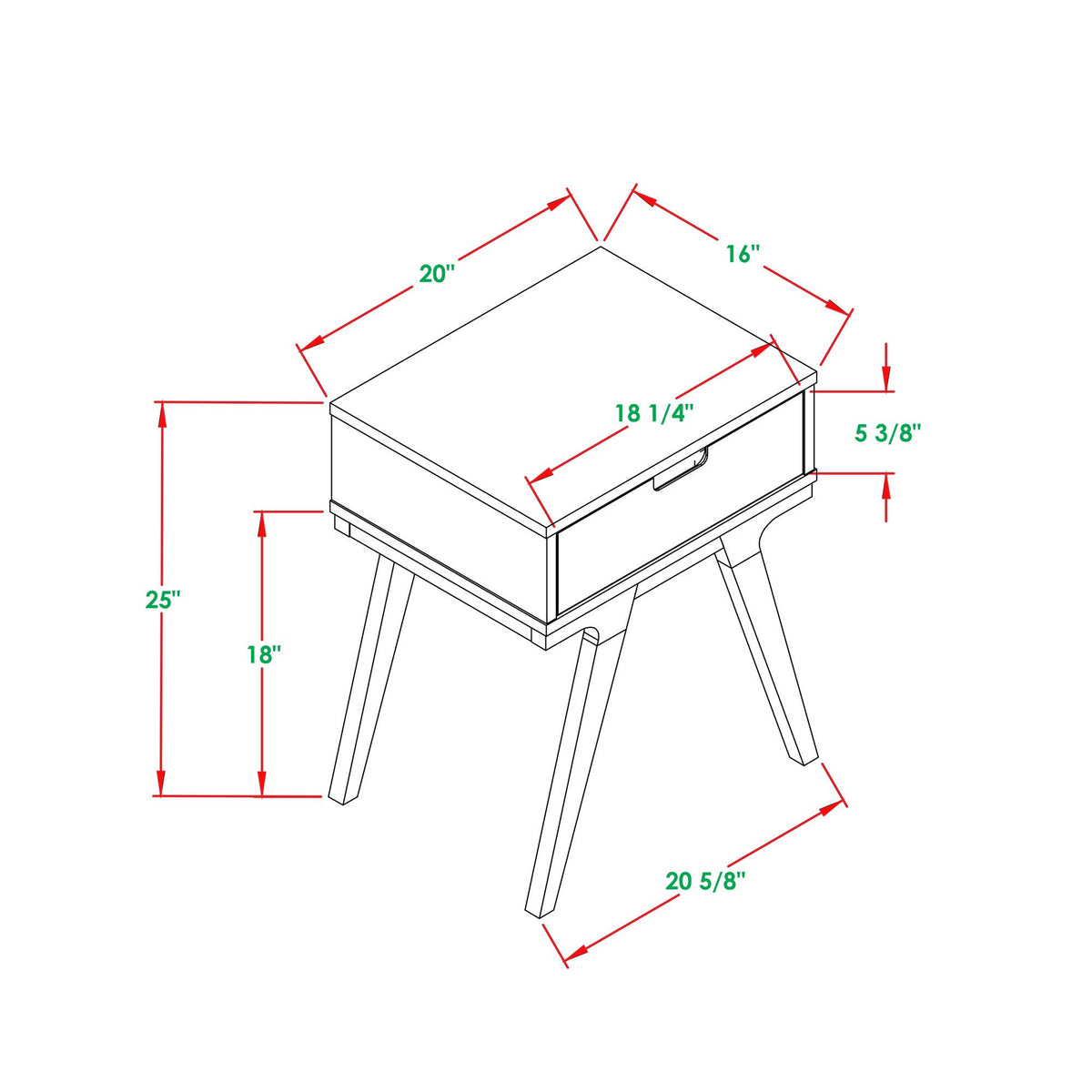 White/Caramel 1 Drawer Side Table Z9358