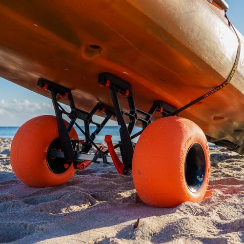 Orange/Black Kayak Cart with Air-Filled Balloon Sand Tire X7870