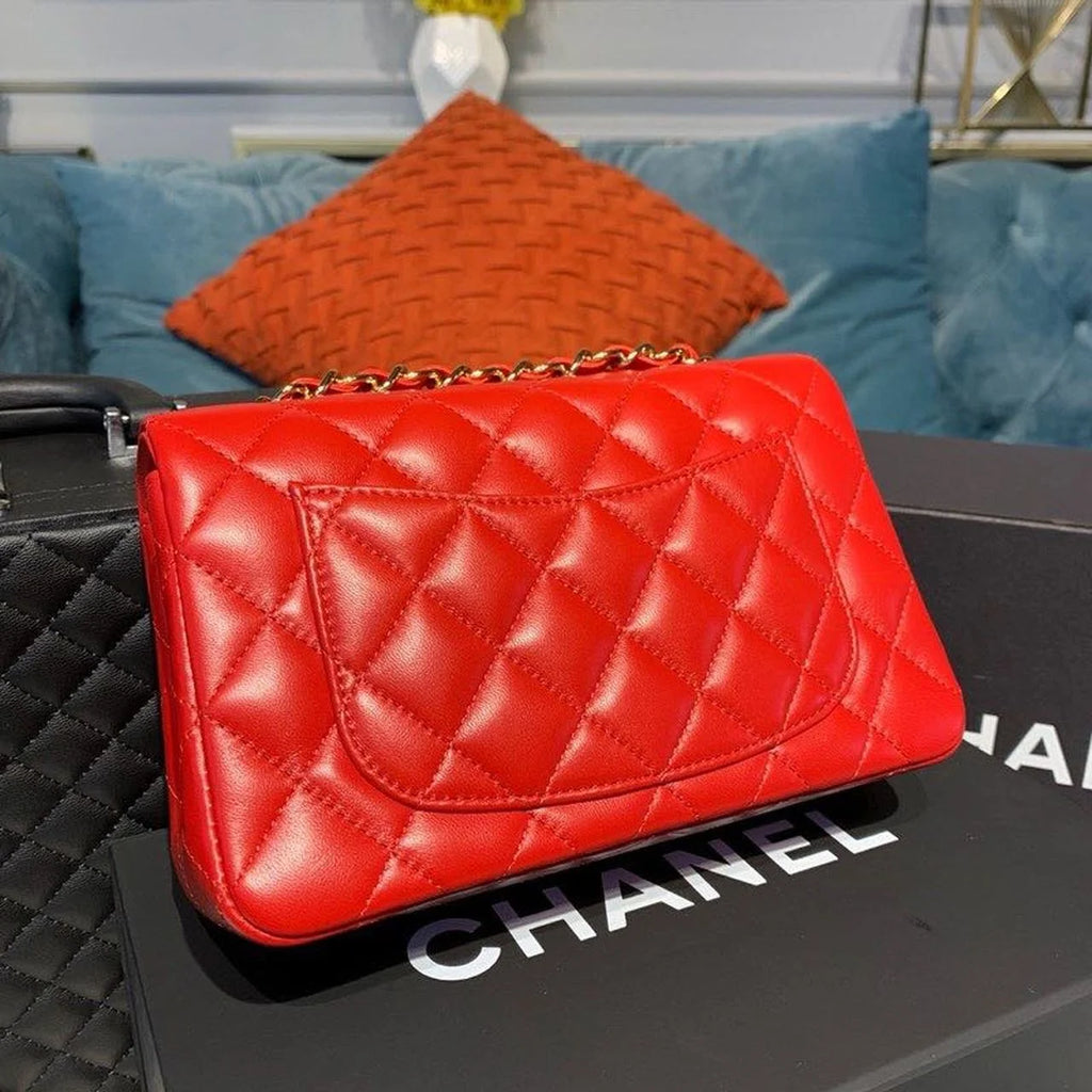 Red Mini Flap Shoulder and Crossbody Bag D822