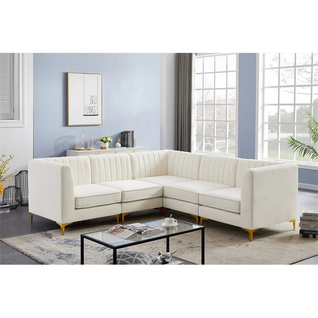 Cream Velvet Modular Sectional R57444