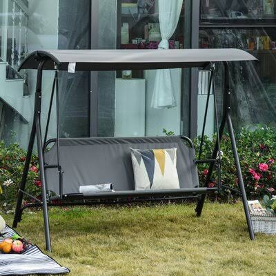 3-Person Porch Patio Swing with Tilt Canopy I8246