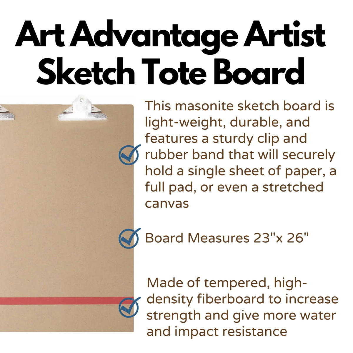 Sketch Tote Board 23" x 26" with Handle, Clips and Elastic Band B91594