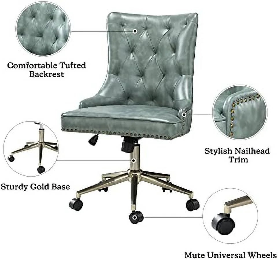 PU Leather Armless Office Chair with 5 Rolling Casters D61019