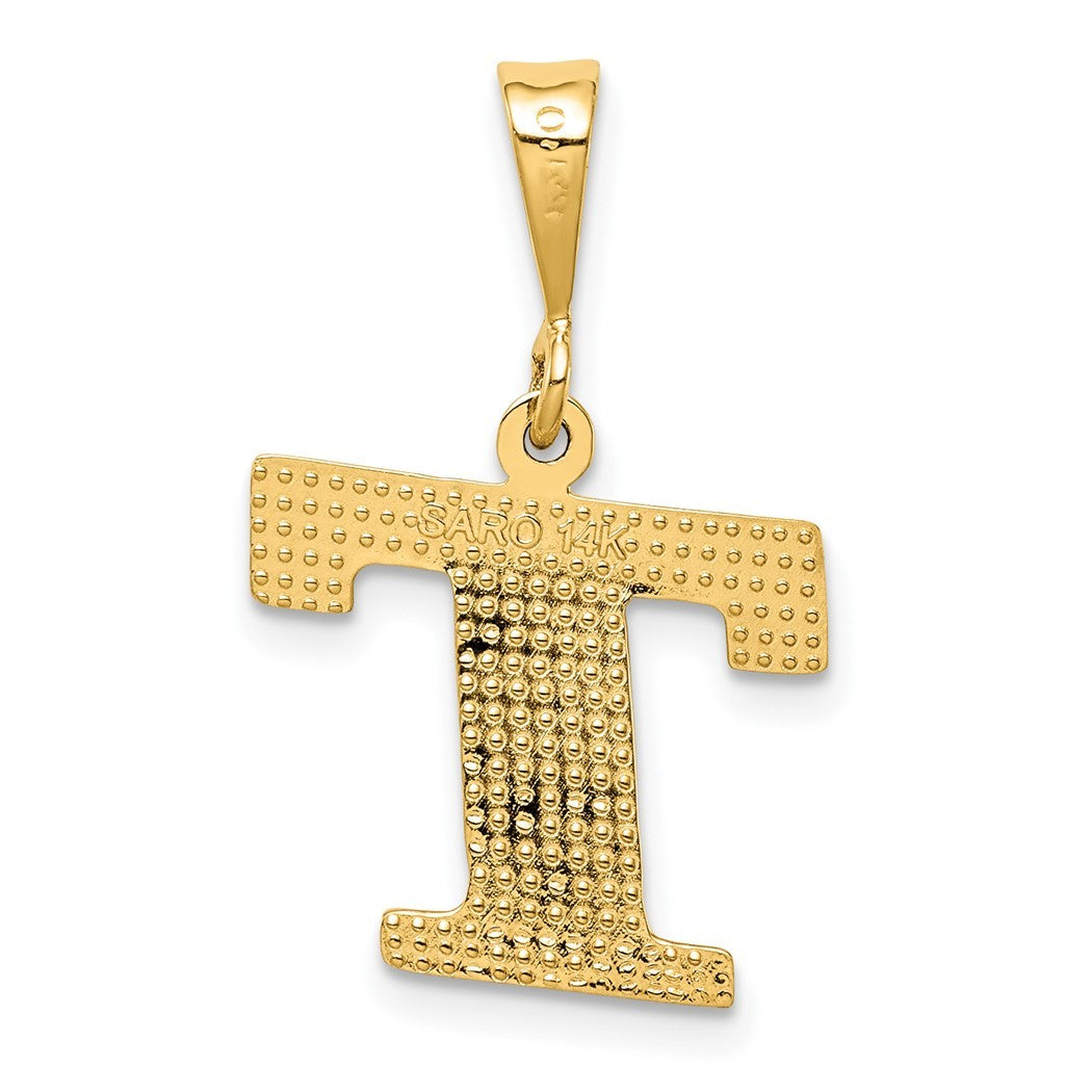 10k Yellow Gold Letter T Pendant Necklace B70807