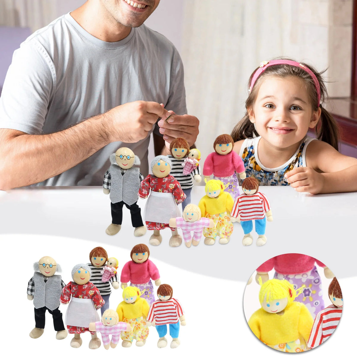 Miniature Dollhouse Accessories 7 People Set Doll Toys X24759