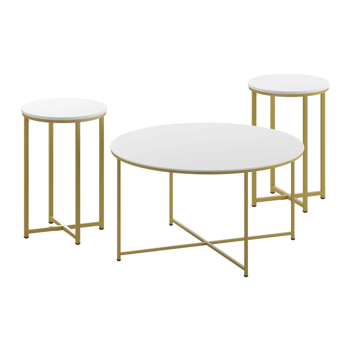 White Laminate 3 Piece Coffee and End Table Set C454262