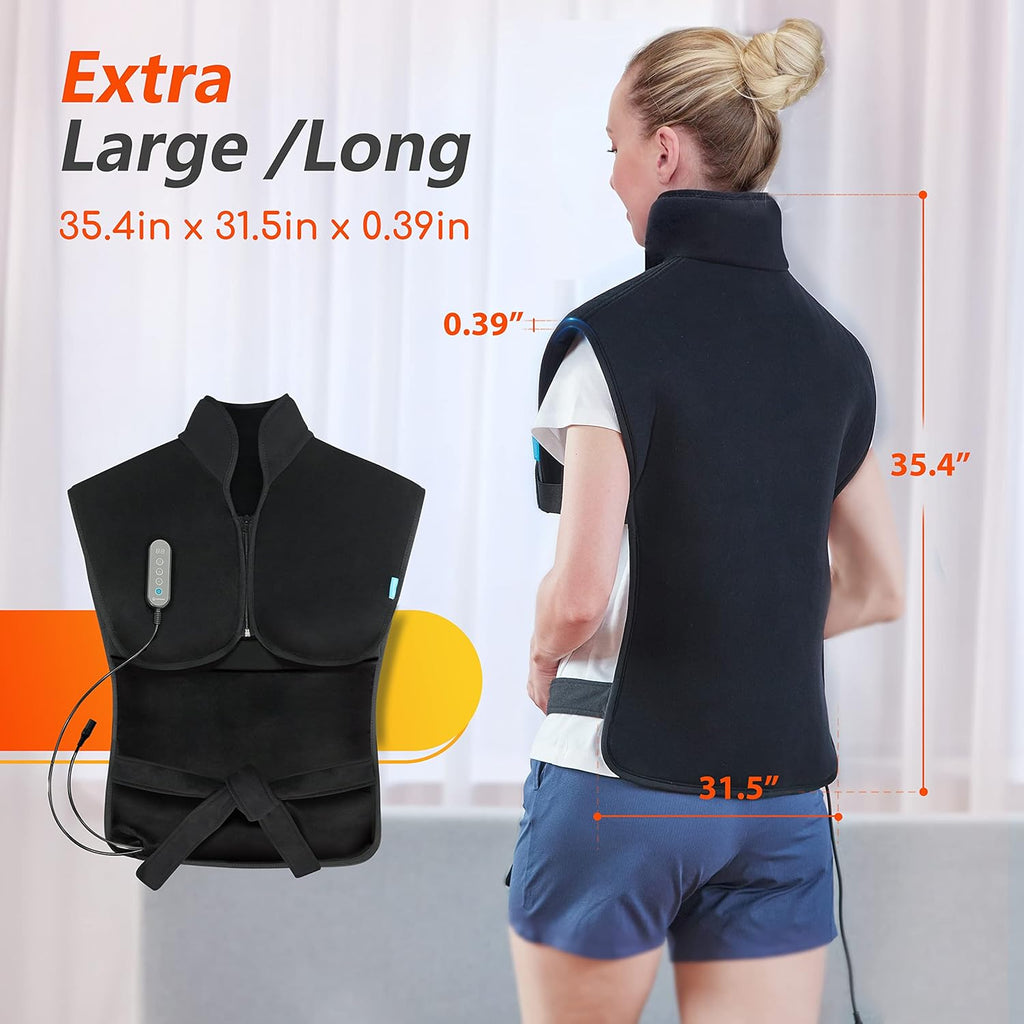 Heated Knee Brace Wrap with Massage, Large Size-Black K4903