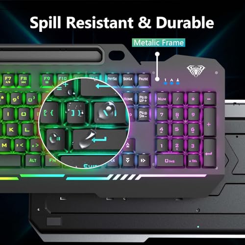 Gaming Keyboard and Mouse Combo with RGB Backlit, All-Metal Panel, Anti-Ghosting, USB Wired N6869