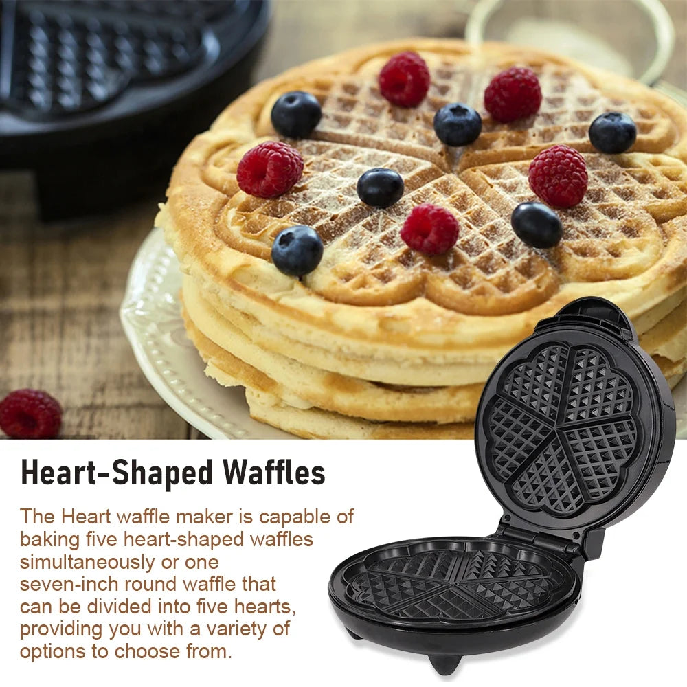 5 Heart-Shaped Waffle Electric Waffle Maker I6606