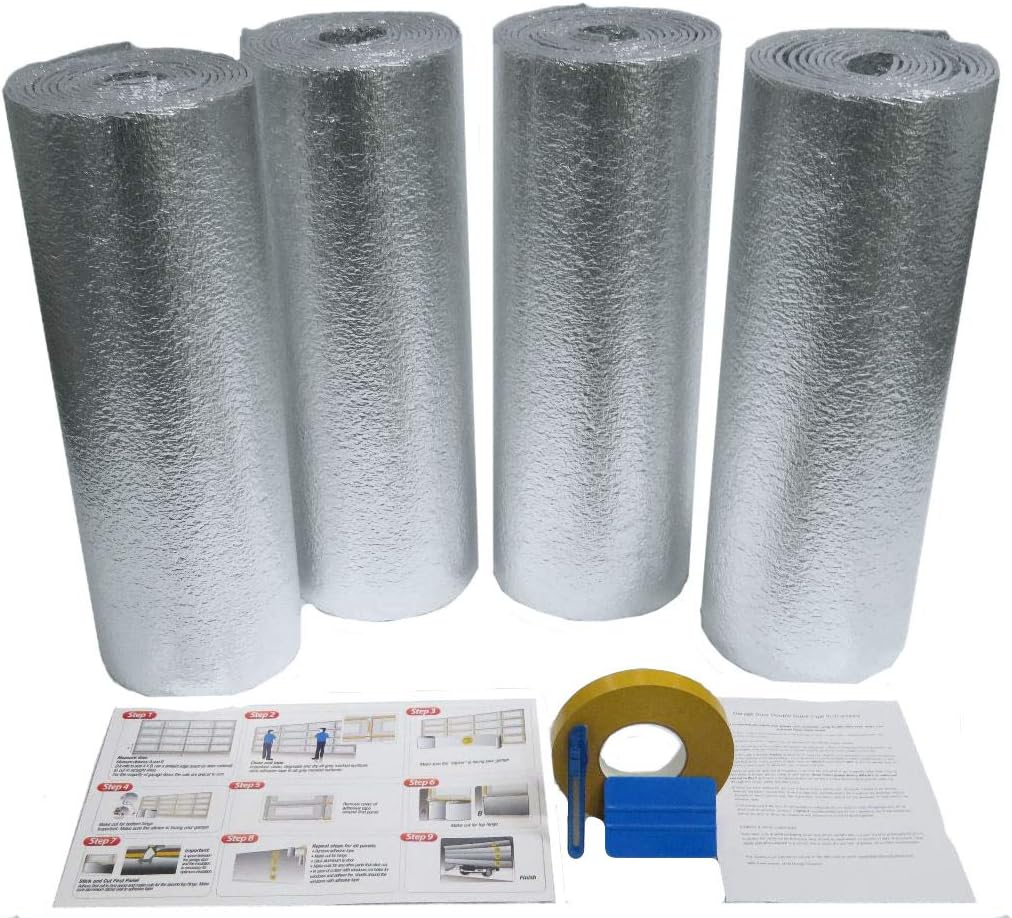 2 Car Garage Door Reflective Insulation Kit (R8) 1/4 thick w/ Double Sided Foam Tape U425
