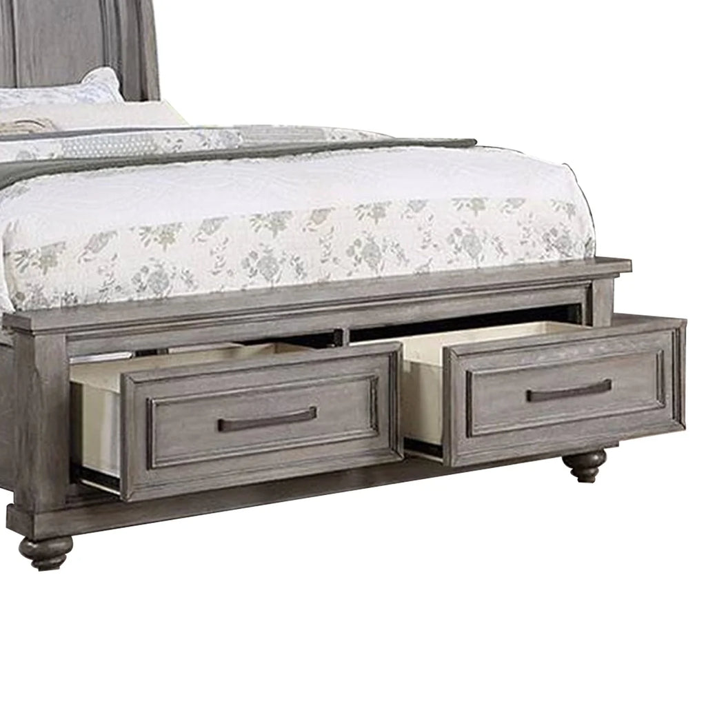 King Size Bed with Sleigh Headboard and 2 Storage Drawers M172847
