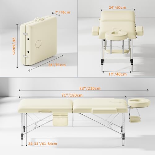 Portable 2-Fold Black Massage Table with Carrying Bag B223