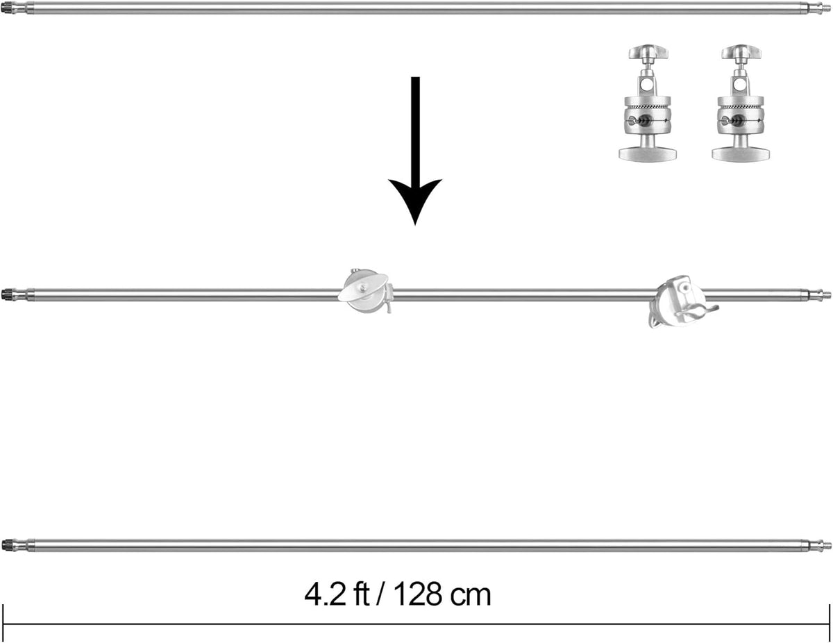 C Stand with Boom Arm, 10ft/300cm Adjustable Heavy Duty Light Cstand with 4.2ft/128cm Holding Arm, 2 Pieces Grip Head J499101