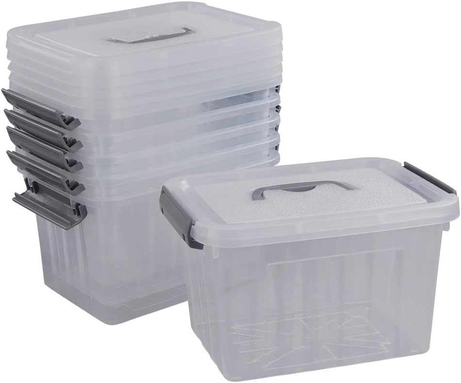 6 Pack 6 Quart Plastic Storage Bin with Lid S500