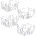 Wire Storage Basket Bins Organizer with Handles, Pearl White, Set of 4 E116009