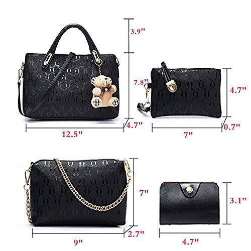 4 Pcs Top Handle Satchel Hobo Handbag Set N5384