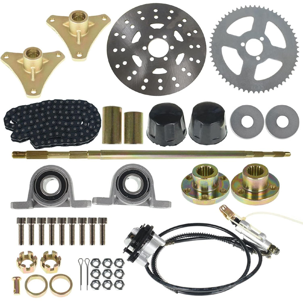 Go Kart Rear Axle Shaft Assembly Kit with Sprocket Hub Brake Chain K9180