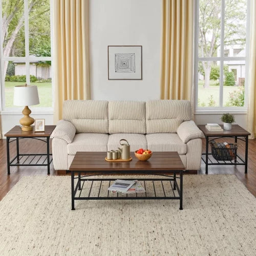 Coffee Table Set of 3 with Storage Shelf X51584