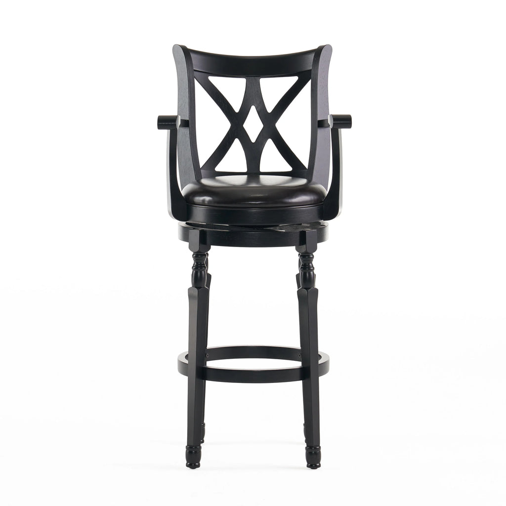 Black Bonded Leather Swivel Barstool V480656